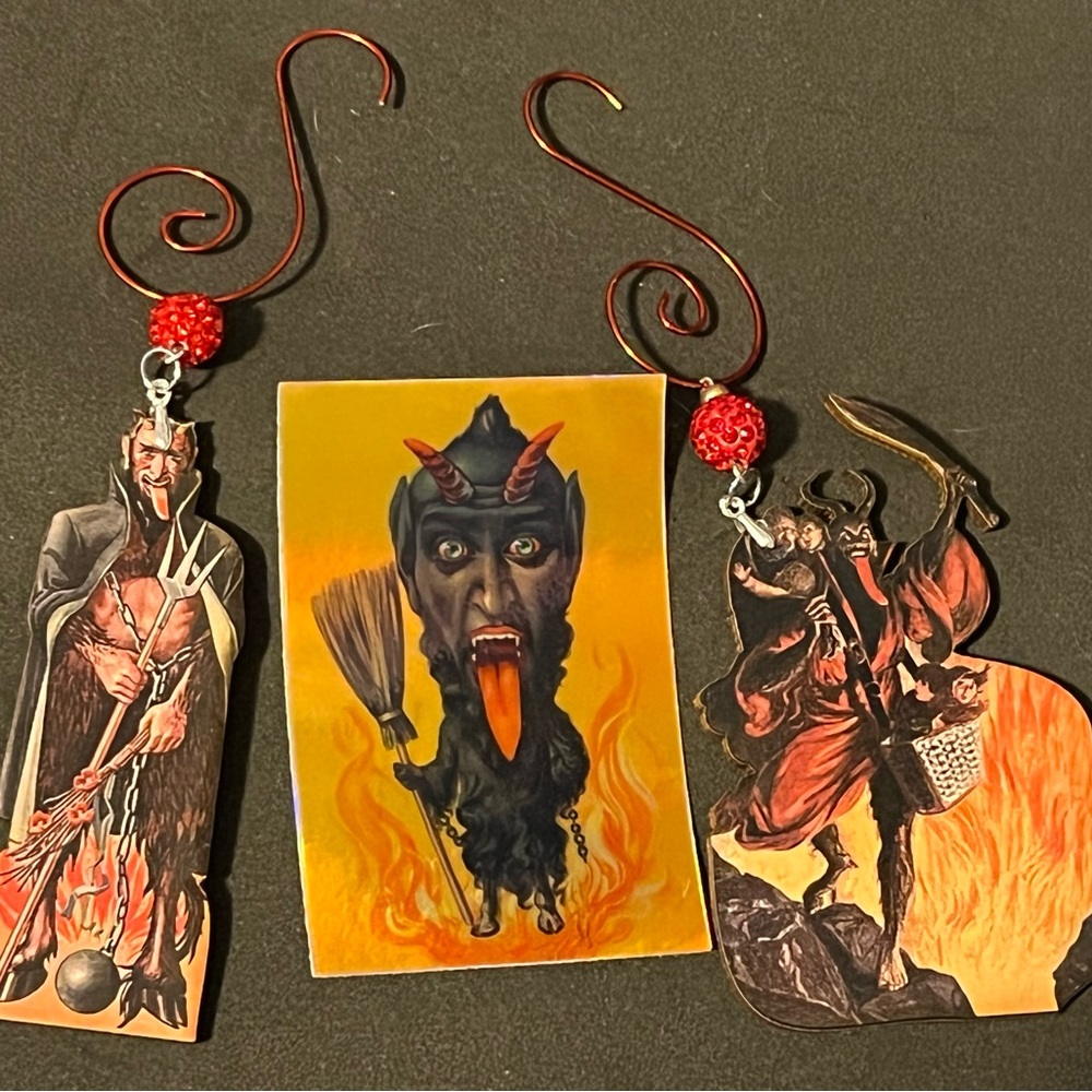 Krampus Ornament Set - Krampusnacht Holiday Decor Collectible Gift - xmas devil